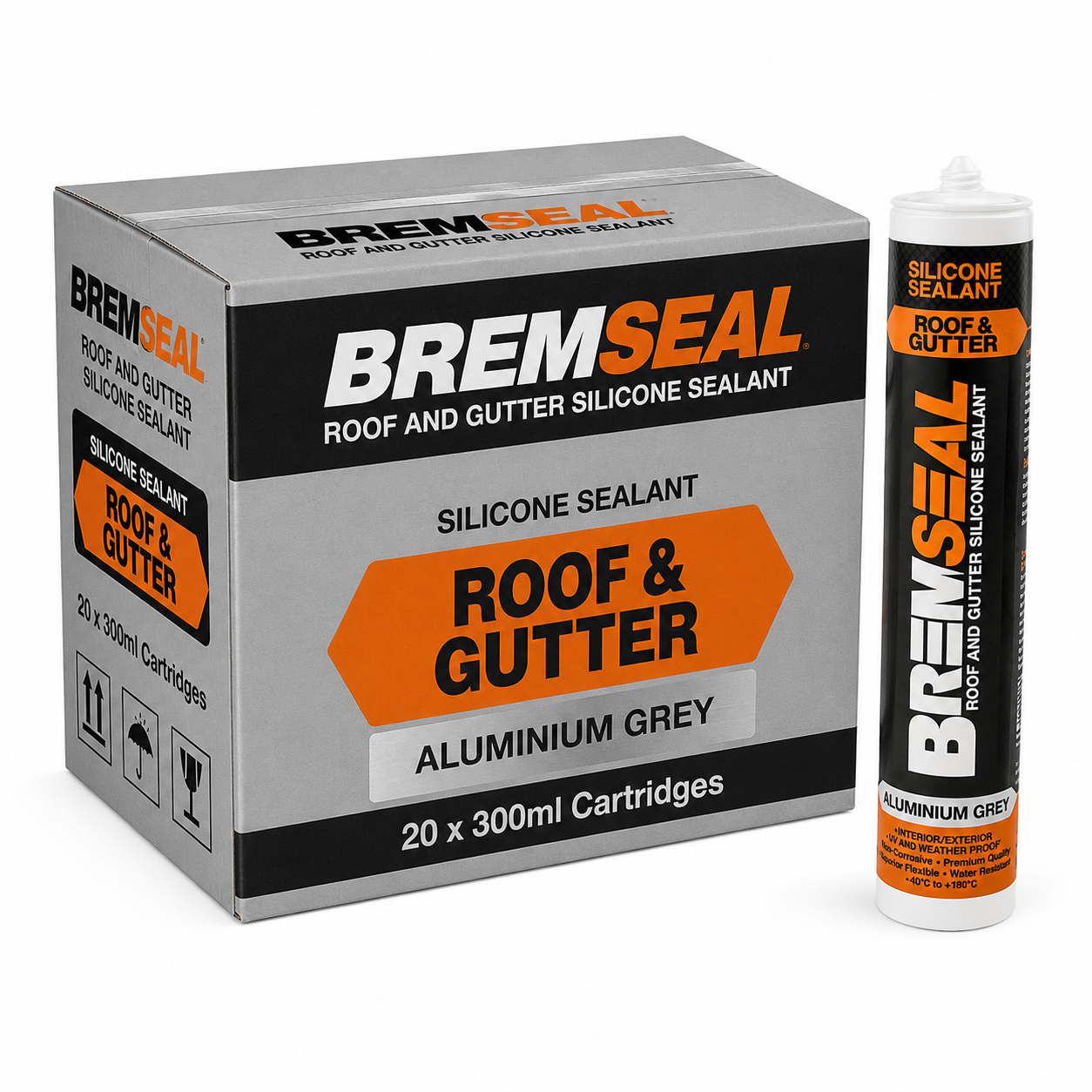 Bremick Aluminium Grey Roof & Gutter Silicone Bremick 300ml (Box of 20)