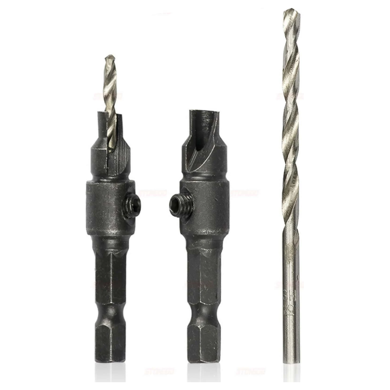 5 Piece Set Titanium coating Countersink Drill Woodworking Drill Bit Set Drilling Pilot Holes For Screw Sizes #5 #6 #8 #10 #12 - South East Clearance Centre