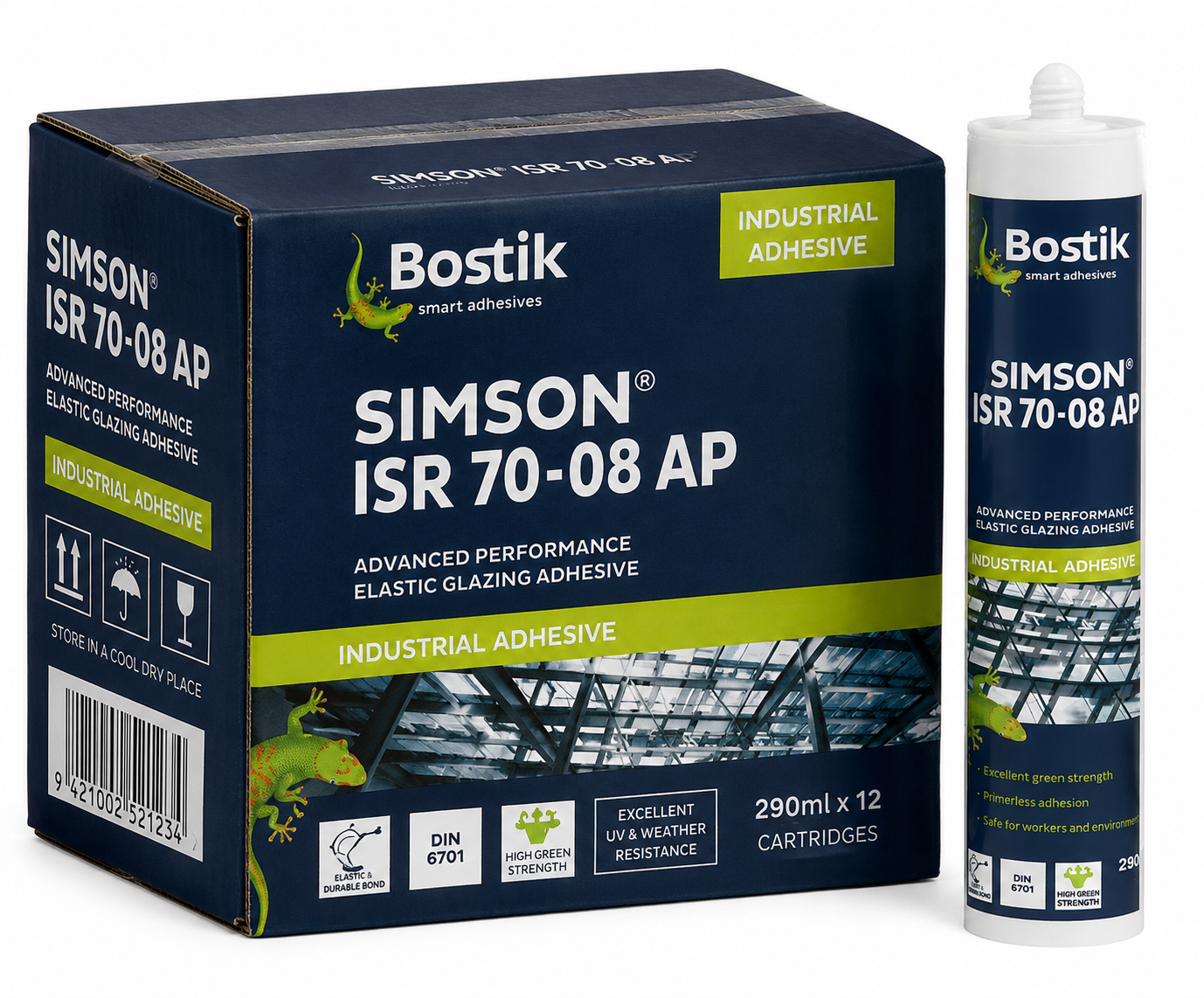 Bostik SIMSON ISR 70-08 AP Industrial Adhesive 290ml Cartridge – Box of 12 (Black) Past Date