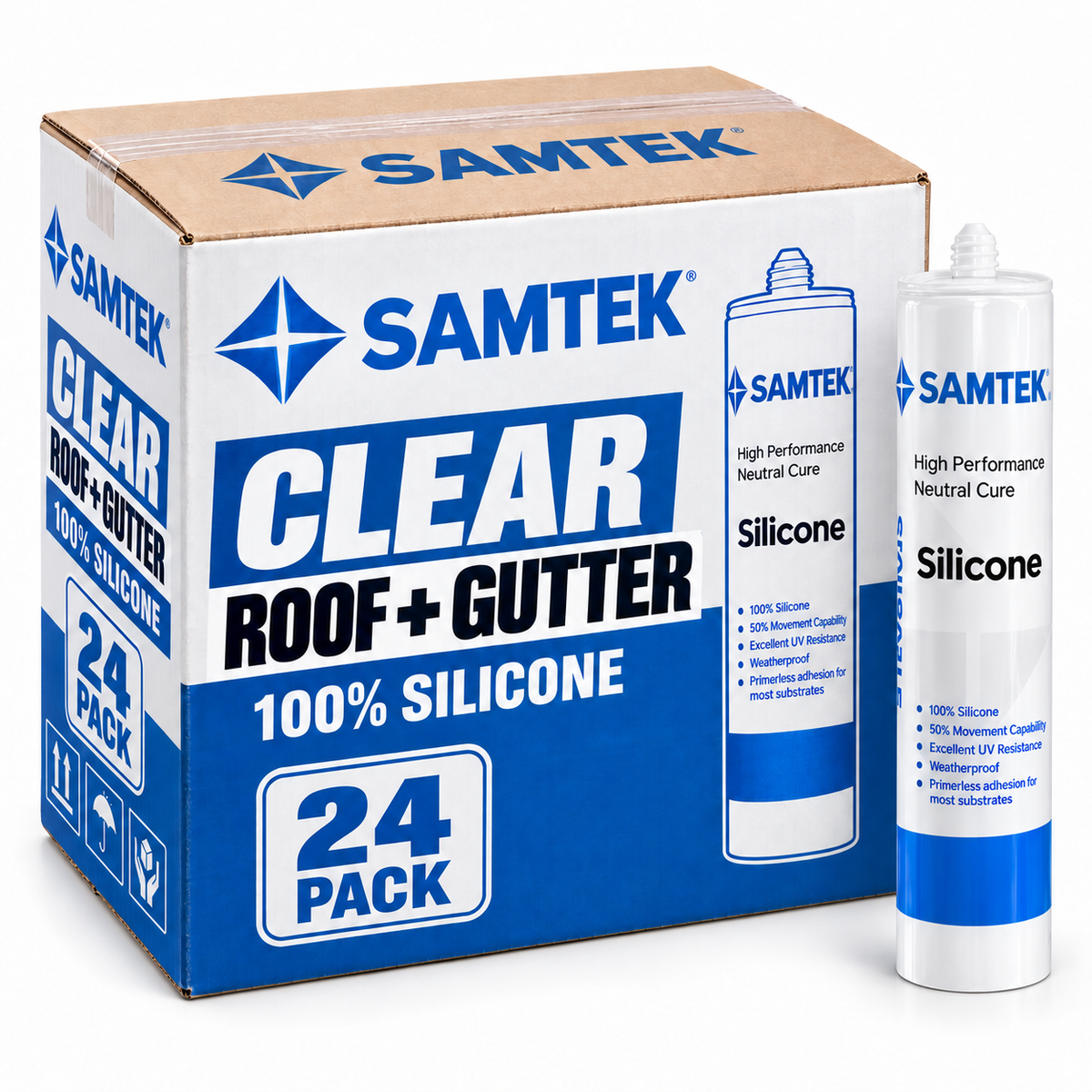 Samtek StekSeal 288 Clear Neutral Cure Silicone Sealant – 100% Silicone