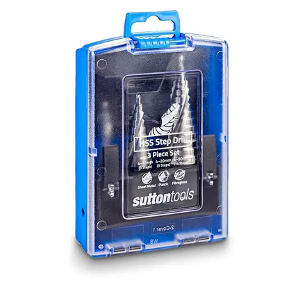 SUTTON 4-12mm, 4-20mm, 4-30mm HSS Spiral Step Drill Set - 3 Piece D504SET3