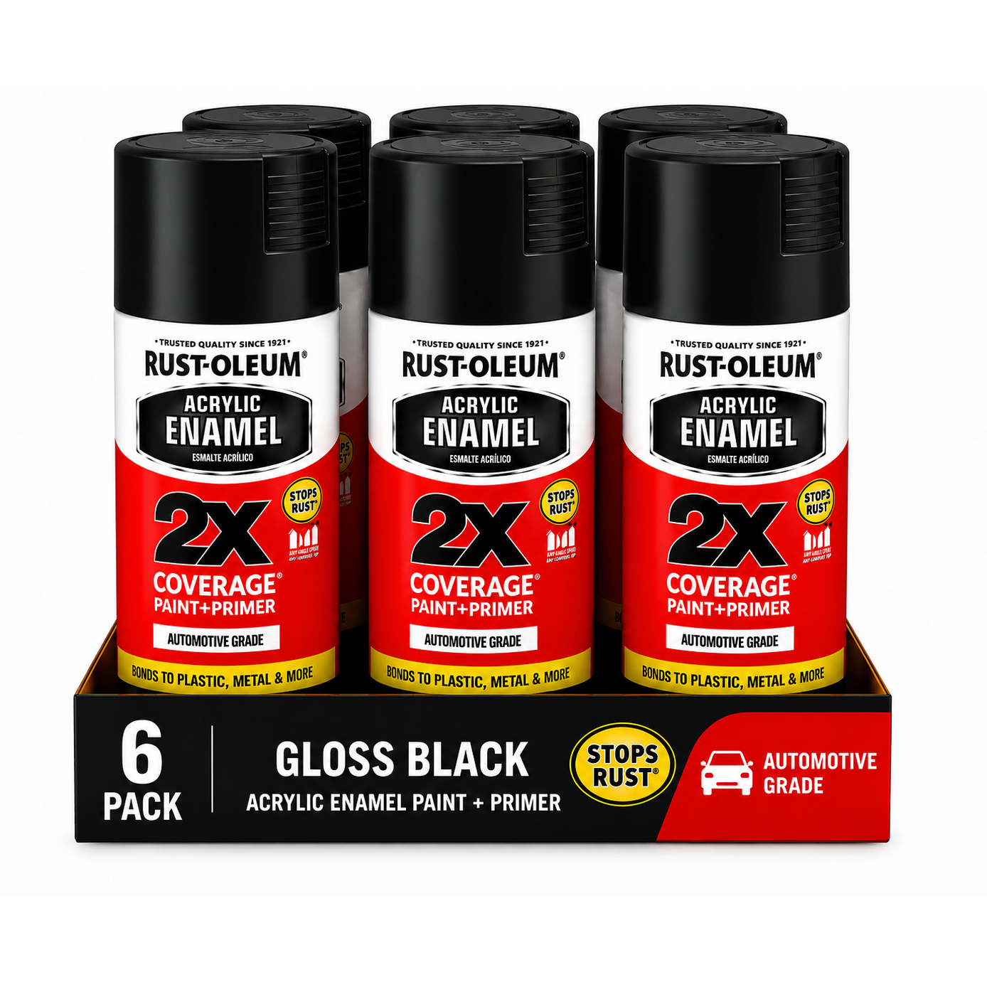 Rust-Oleum 2X Automotive Acrylic Enamel Paint + Primer – 340g (6 Pack)