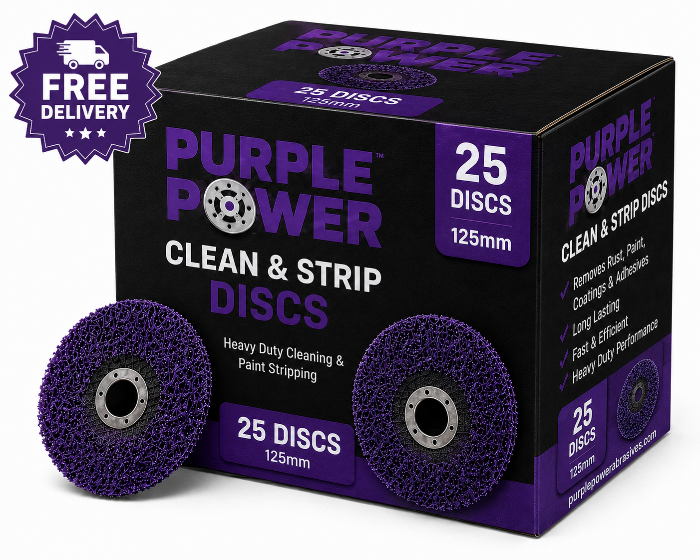 125mm Purple Poly Clean Strip Disc- Fast Paint, Rust & Epoxy Removal for Automotive, Marine & DIY (Pack of 25)
