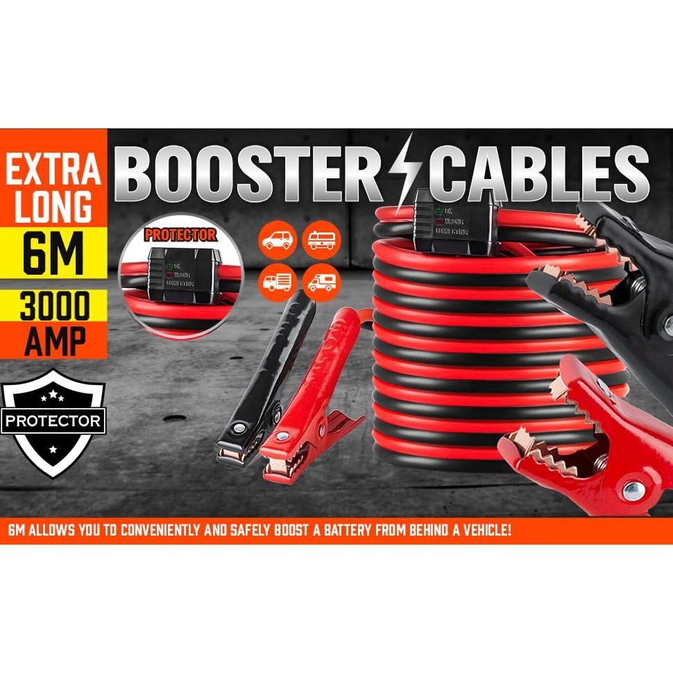 6 metre Heavy Duty Booster Cable Jumper Leads - South East Clearance Centre