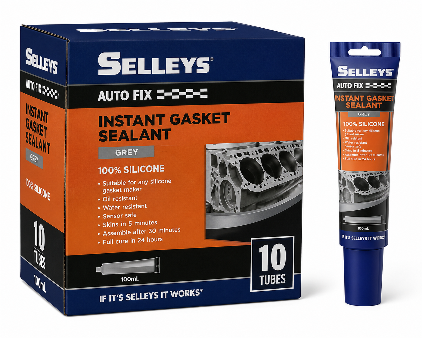 Selleys 100mL Autofix Instant Gasket Grey (Box of 10)