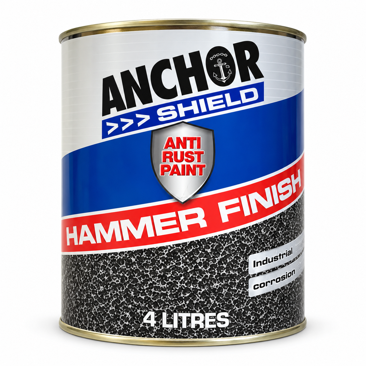 Anchor Shield Hammer Finish Anti-Rust Paint 4L – Hammer Black