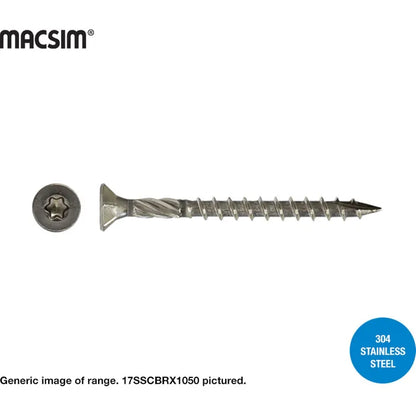 Macsim 10GX50mm Decking Screw Torx Drive T17 304 Stainless - 1000pcs