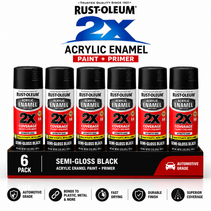 Rust-Oleum 2X Automotive Acrylic Enamel Paint + Primer – 340g (6 Pack)