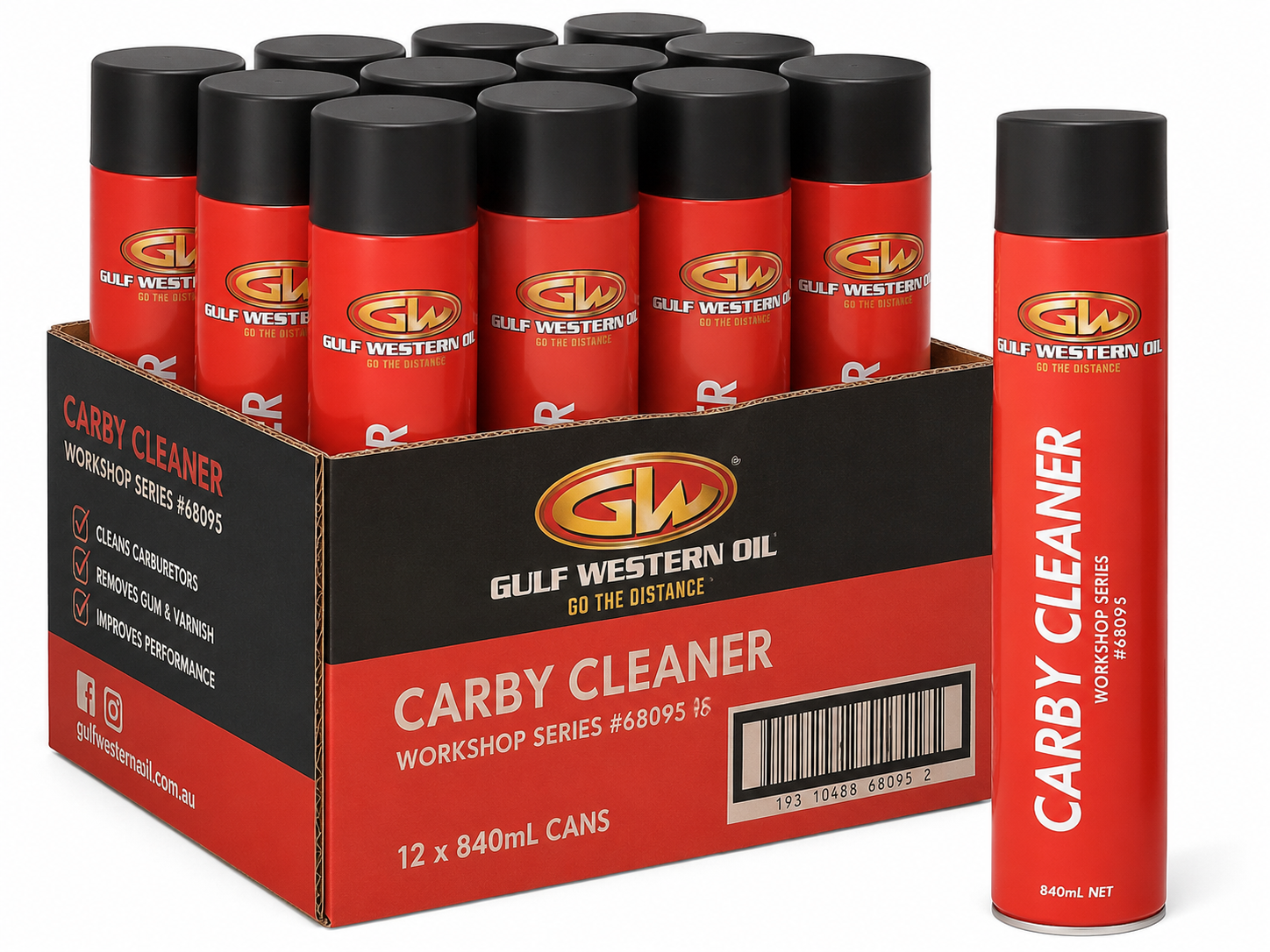 Gulf Western Carby Cleaner Aerosol 840mL Workshop Series - (Carton of 12)