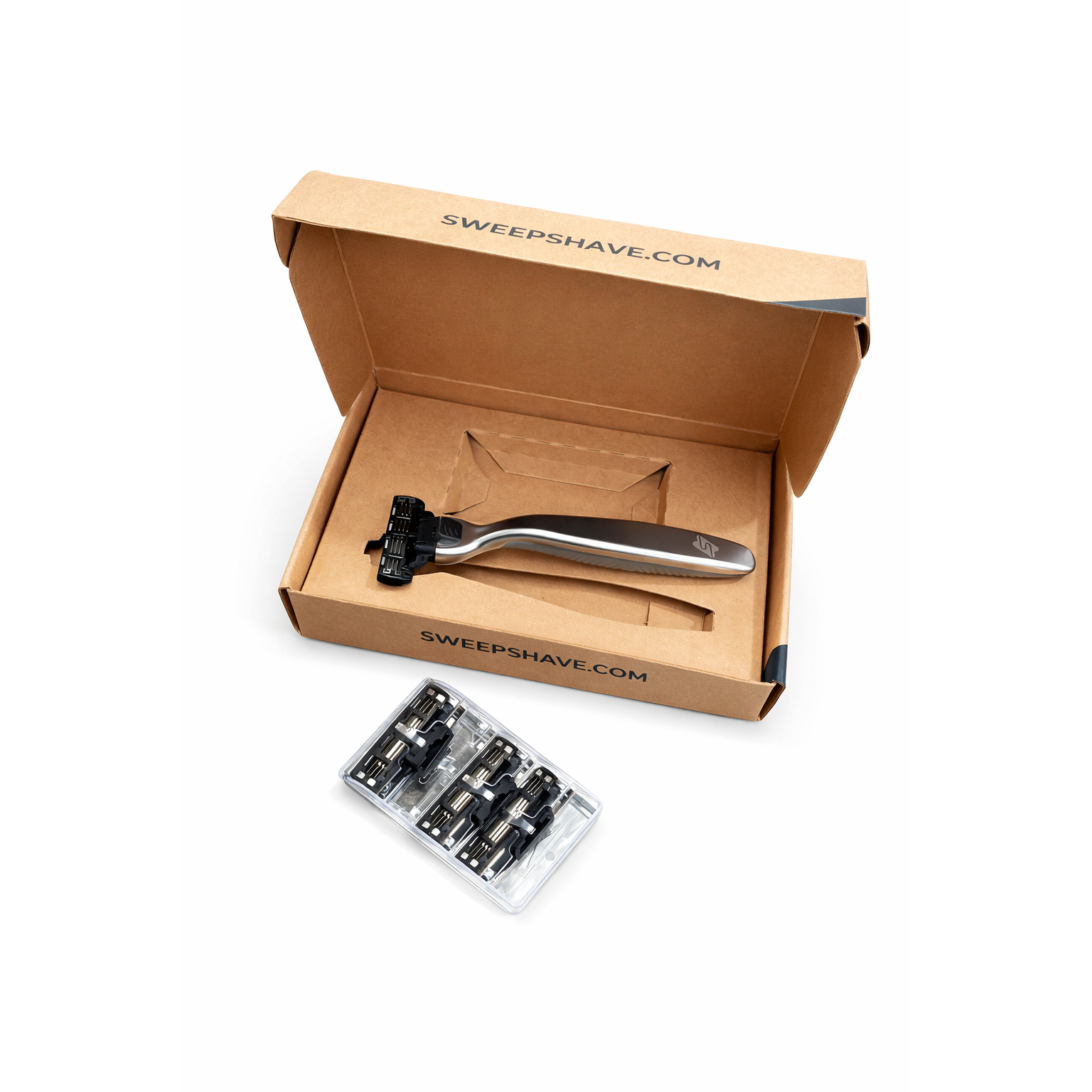 Mens Sweep Shave Razor Kit – Razor Handle +4 Replacement Blade Cartridges - South East Clearance Centre