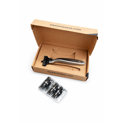 Mens Sweep Shave Razor Kit – Razor Handle +4 Replacement Blade Cartridges - South East Clearance Centre