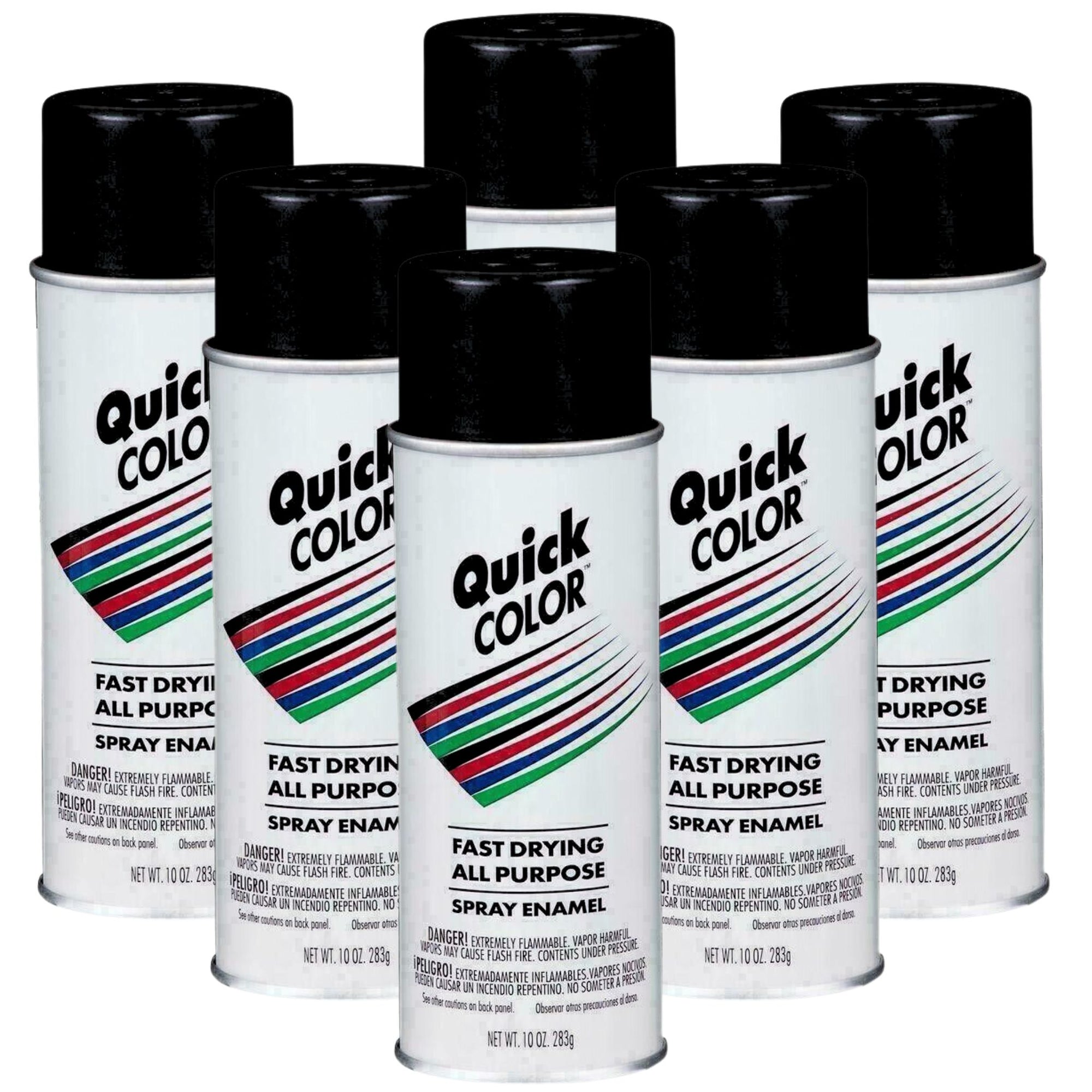 Rust-Oleum Quick Color Spray Paint 6 Cans - Gloss Black - South East Clearance Centre