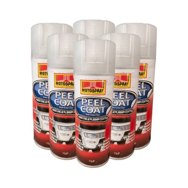 Rust-Oleum MOTOSPRAY RUST-OLEUM PEEL COAT SEMI GLOSS CLEAR REMOVABLE RUBBER COATING (6 Cans) - South East Clearance Centre