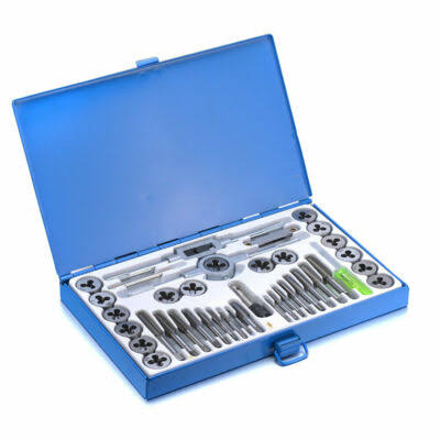 40 Piece Metric & NPT Tap and Die Set – Carbon Steel Thread Cutting Kit with Metal Carry Case