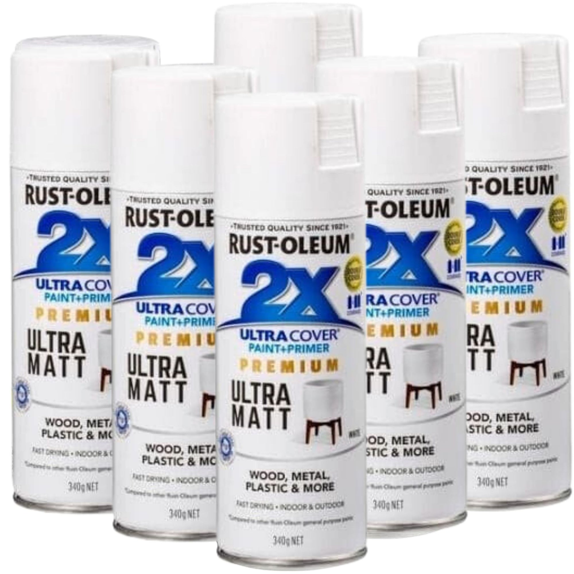 6 Cans | RUST-OLEUM 2X ULTRA COVER PAINT & PRIMER IN ONE | 357855 Matt White - South East Clearance Centre