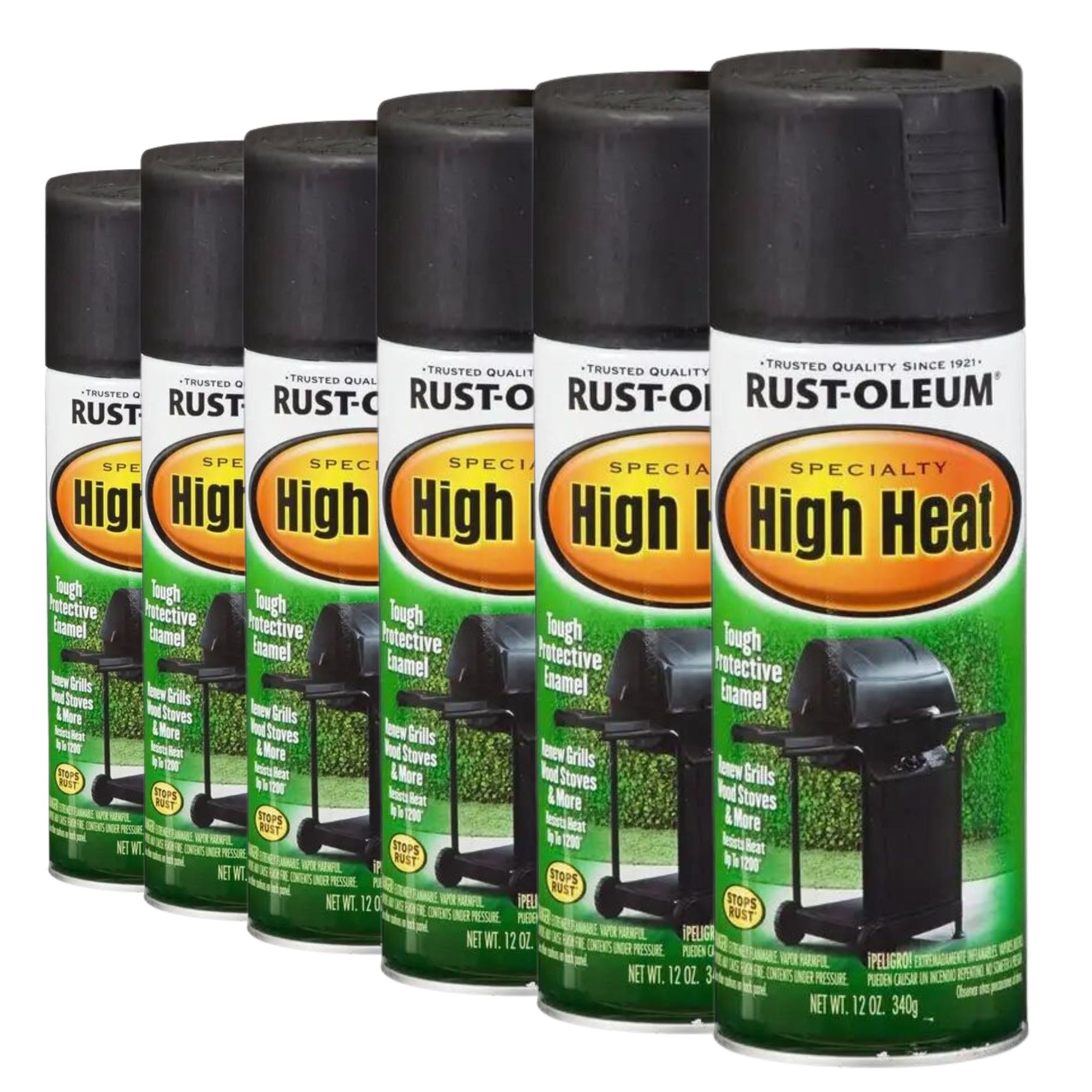 6 Cans | Rust-Oleum High Heat BBQ Black 340g | 7778830 - South East Clearance Centre