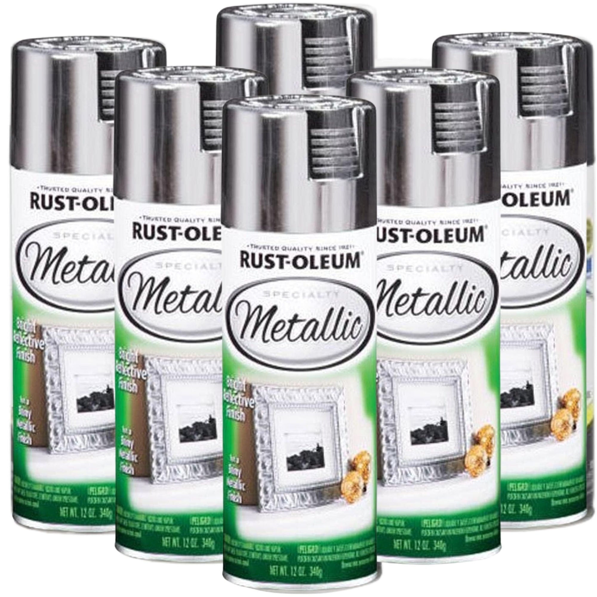 6 Cans | Rust-Oleum Speciality Metallic Bright Reflective Finish - 312g Spray | 1915830 METALLIC SILVER - South East Clearance Centre