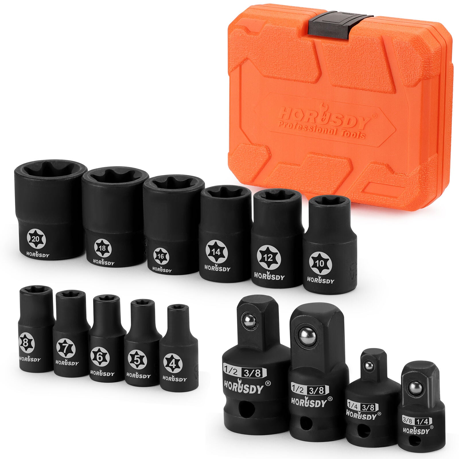 15 Piece E-Torx Female Adapter Socket Set | 1/2" 1/4" 3/8" - South East Clearance Centre