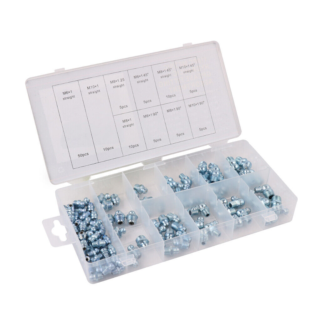 110 piece Metric Hydraulic Grease Nipple Mechanical Lubricant Fitting Assortment Kit - South East Clearance Centre