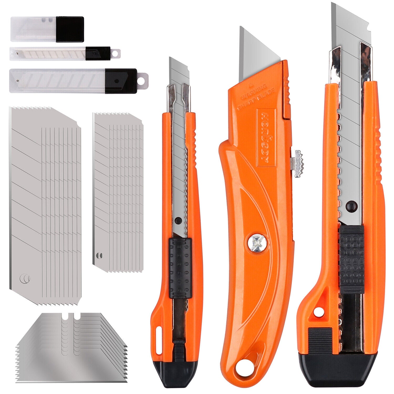 3 Pack Retractable Utility Knife Set Box Cutter Razor Knife SK5 Blades - South East Clearance Centre