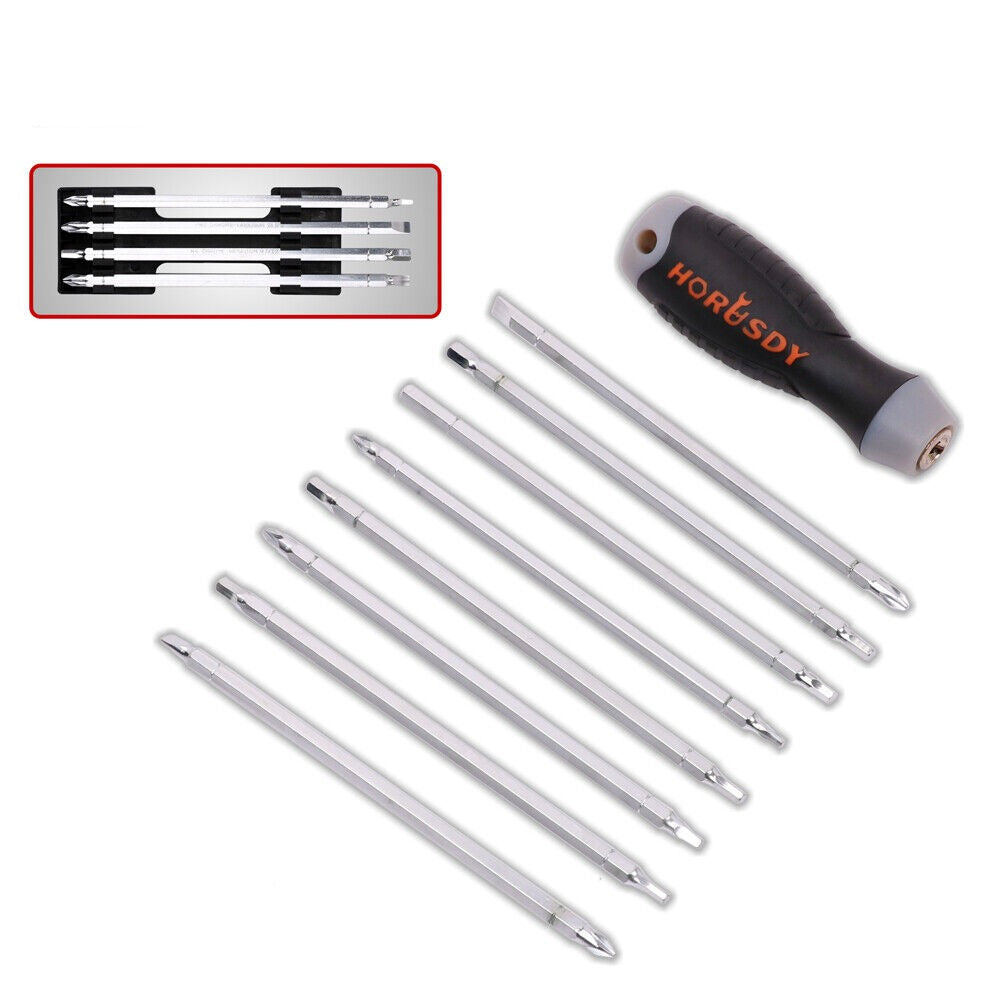 9 In 1 Screwdriver Set Screw Driver Changable Long Double Bits Handle - South East Clearance Centre