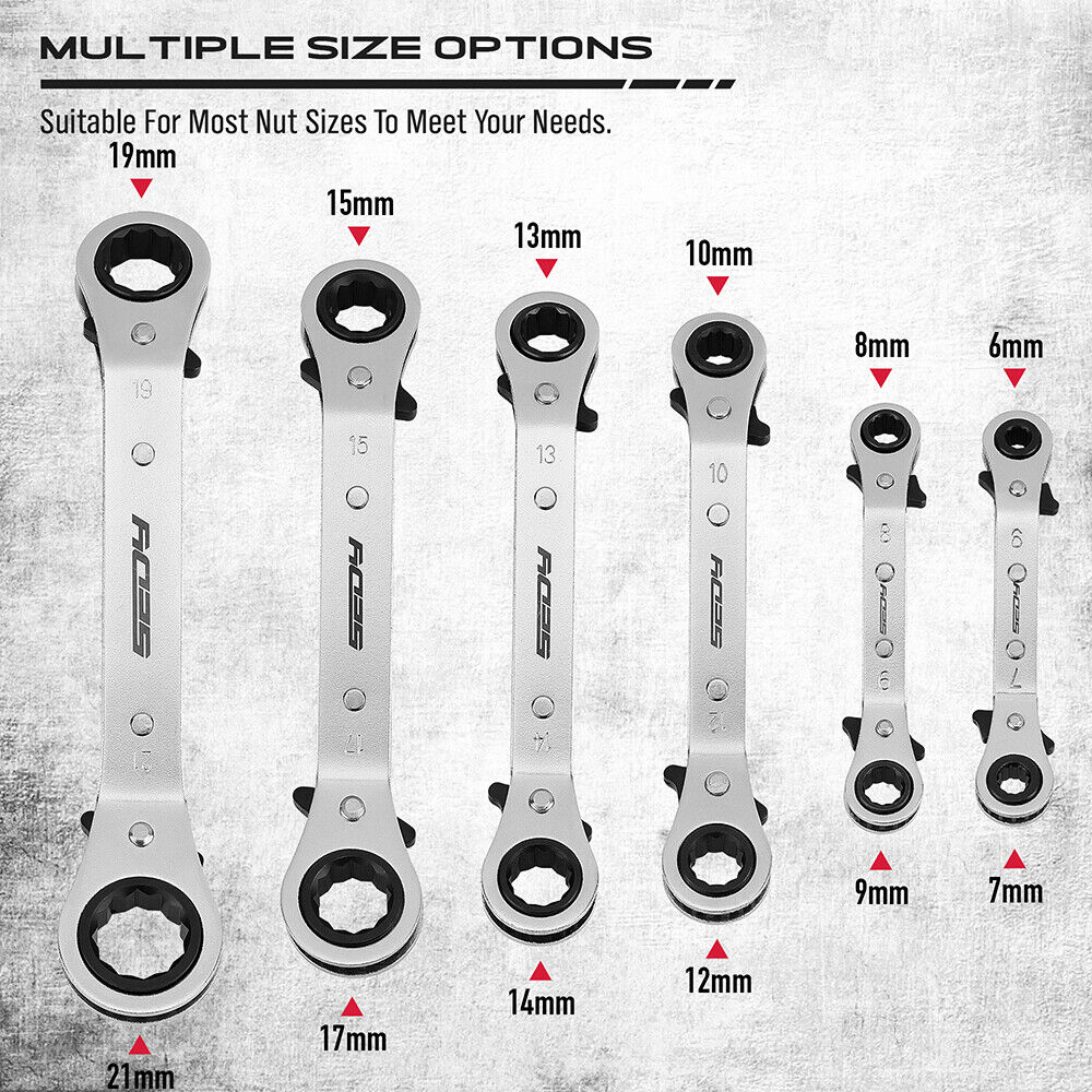 6 Piece Double Offset Box End Ratcheting Wrench Set | South East ...