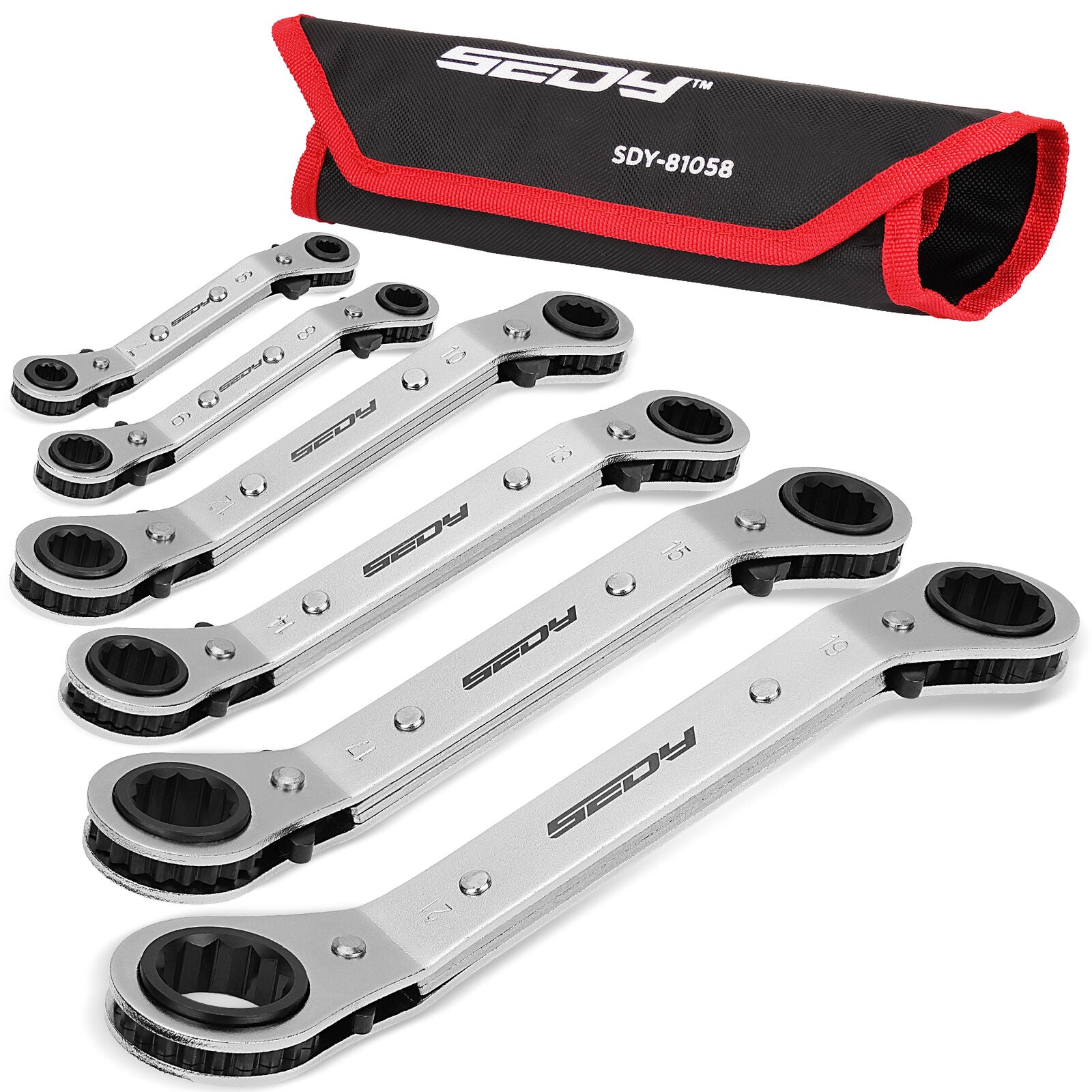 6 Piece Double Offset Box End Ratcheting Wrench Set - South East Clearance Centre