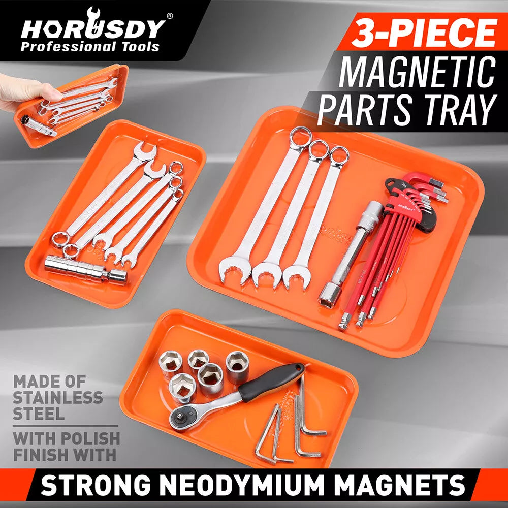 3 Piece Magnetic Tool Parts Tray Organiser Set - South East Clearance Centre
