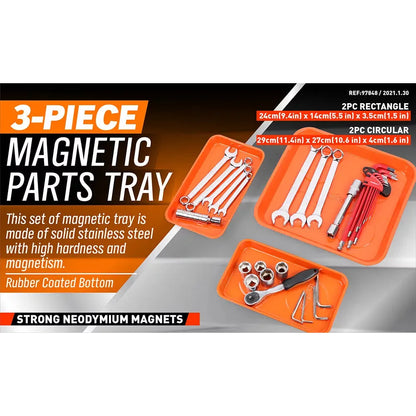 3 Piece Magnetic Tool Parts Tray Organiser Set - South East Clearance Centre