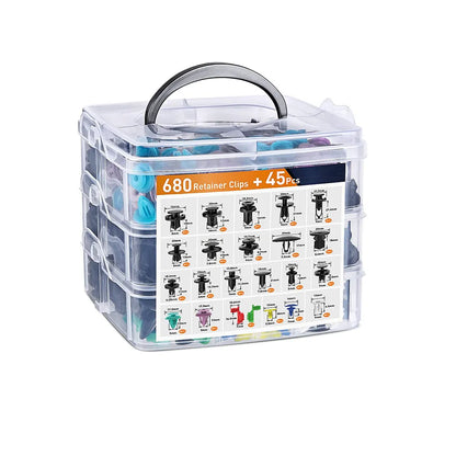 680 Piece Car Retainer Clip & Fasteners Kit 23 Sizes Automotive Push Assortment Kit - South East Clearance Centre