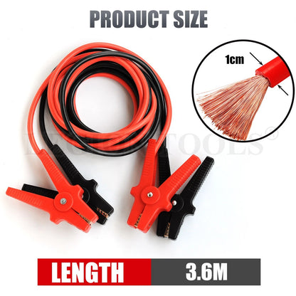 600AMP Booster Cables 3.6m Heavy Duty Jumper Leads Car Battery Emergency