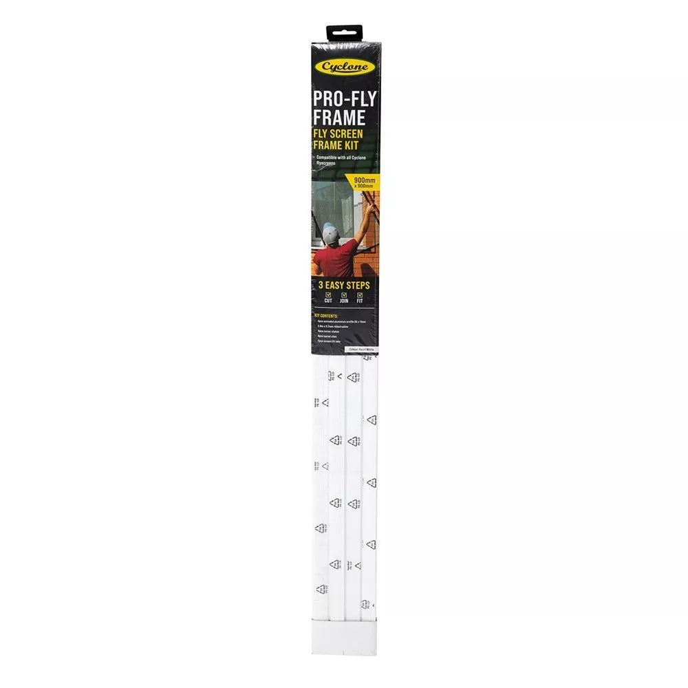 Cyclone Pro-Fly Frame Fly Screen DIY Kit 900x900mm in White 30123238 - South East Clearance Centre