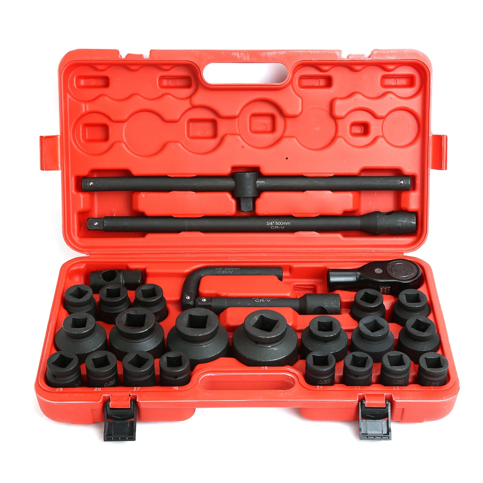 27pc 3/4" & 1" Drive Drive Impact Socket Sets Shallow Socket Assortment Metric 21mm to 65mm