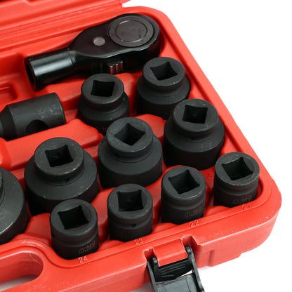 27pc 3/4" & 1" Drive Drive Impact Socket Sets Shallow Socket Assortment Metric 21mm to 65mm