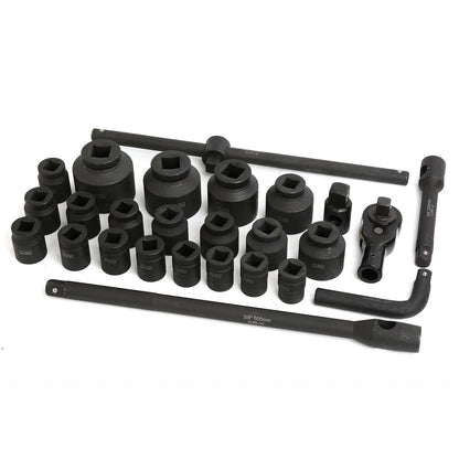 27pc 3/4" & 1" Drive Drive Impact Socket Sets Shallow Socket Assortment Metric 21mm to 65mm