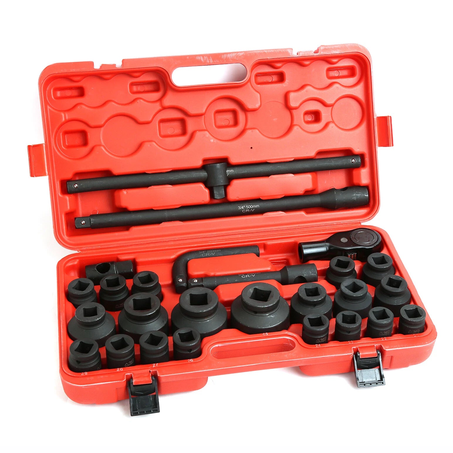 27pc 3/4" & 1" Drive Drive Impact Socket Sets Shallow Socket Assortment Metric 21mm to 65mm