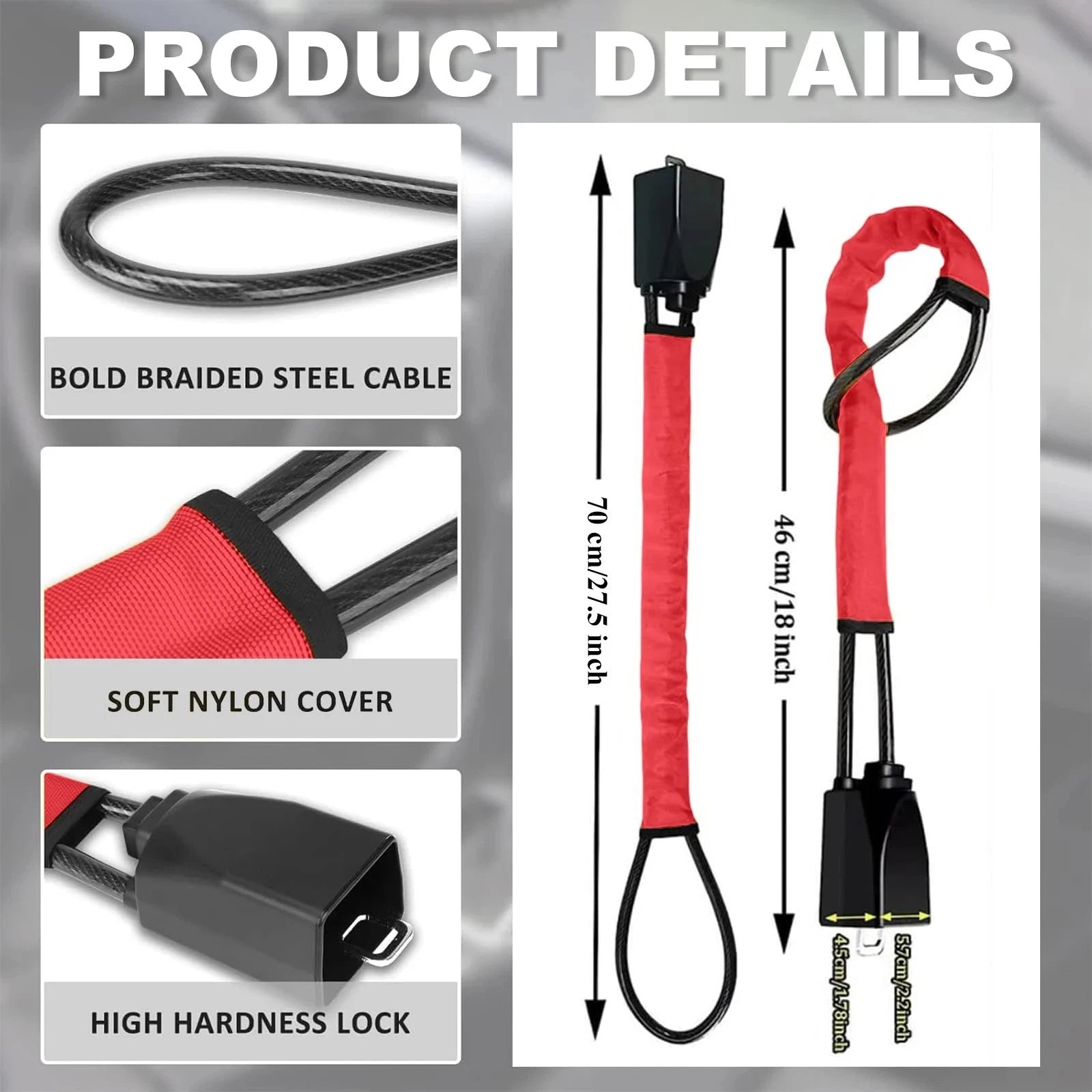 Universal Seat Belt Steering Wheel Lock Anti-Theft Car Van Security Lock with 3 Keys