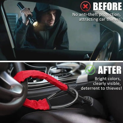 Universal Seat Belt Steering Wheel Lock Anti-Theft Car Van Security Lock with 3 Keys