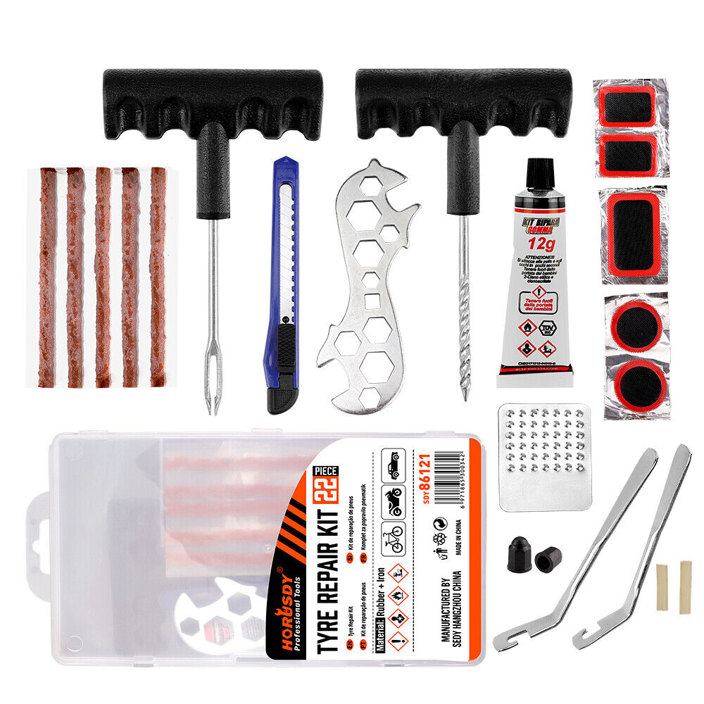 22Pcs Tyre Repair Kit Tire Puncture Emergency Tools Set Motorcycle Bike Car - South East Clearance Centre