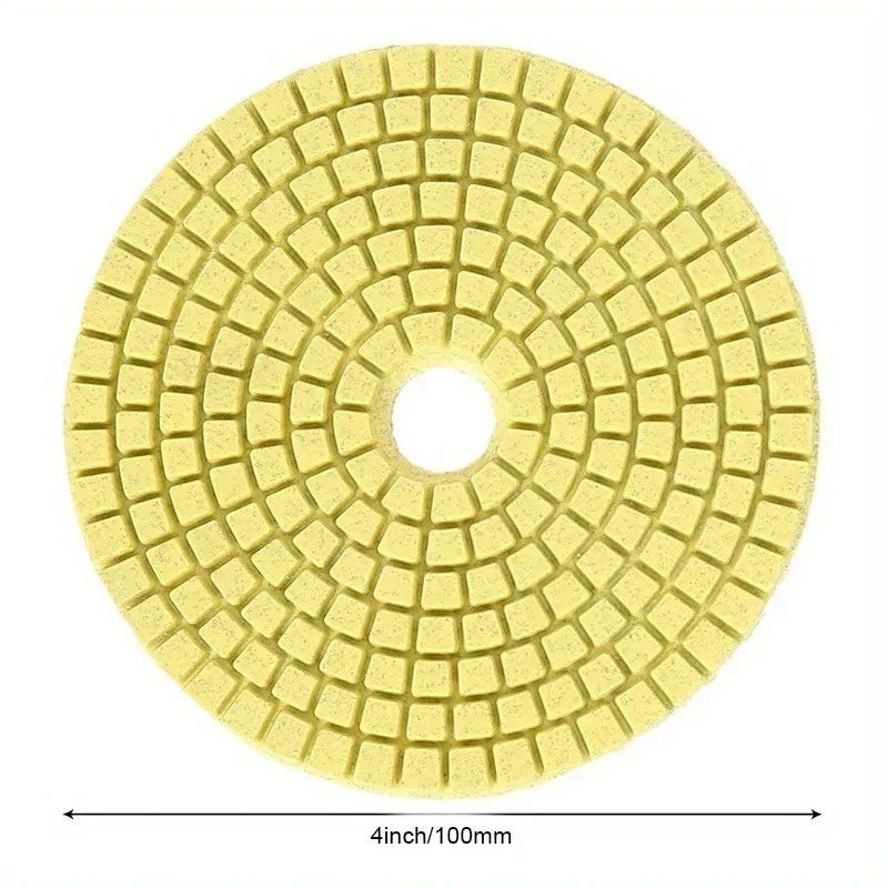 8 Piece 4" Diamond Polishing Pad Kit with M14 Backing Pad | Wet & Dry Stone Polishing Set (50–3000 Grit)