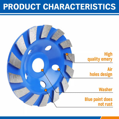 5" 125MM Diamond Concrete Grinding Cup Wheel Disc Segment Masonry Granite Stone