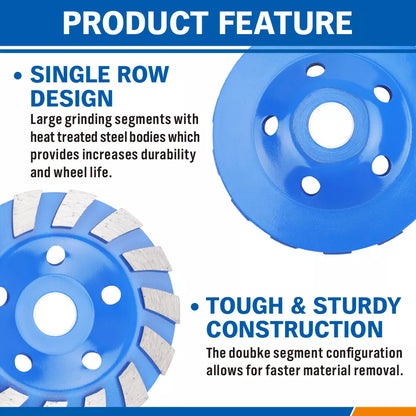 5" 125MM Diamond Concrete Grinding Cup Wheel Disc Segment Masonry Granite Stone