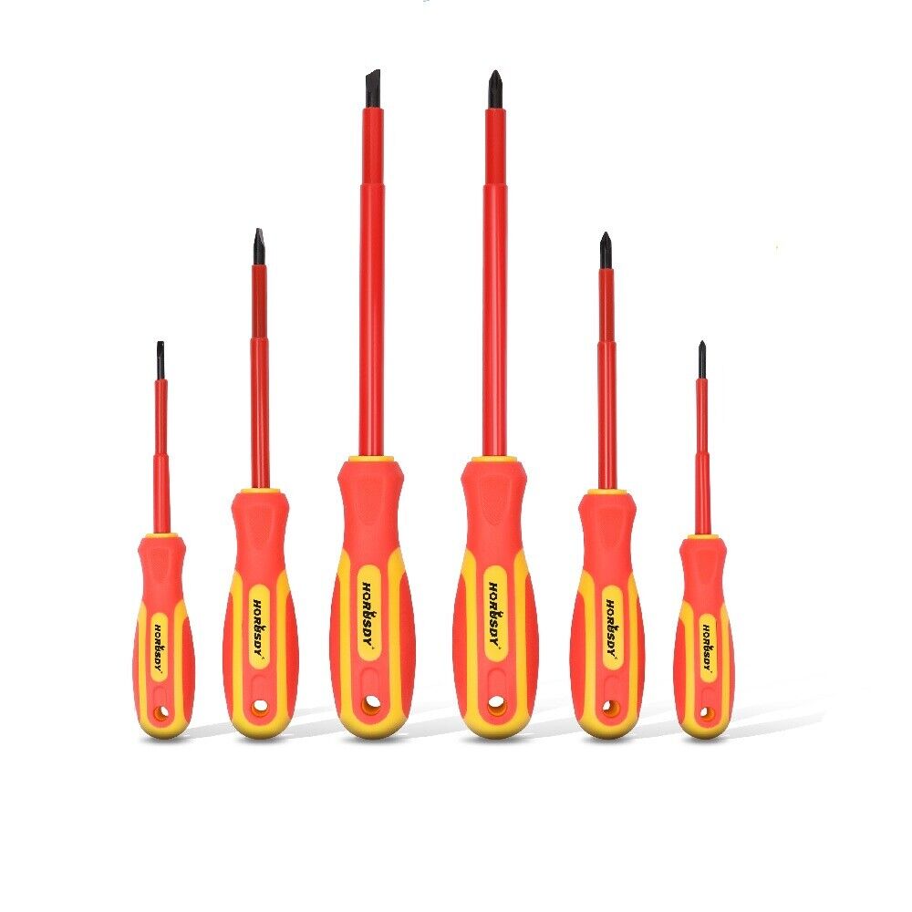 6pc Insulated Screwdriver Set Magnetic Tips Electrician's VDE 1000V Hand Tool - South East Clearance Centre
