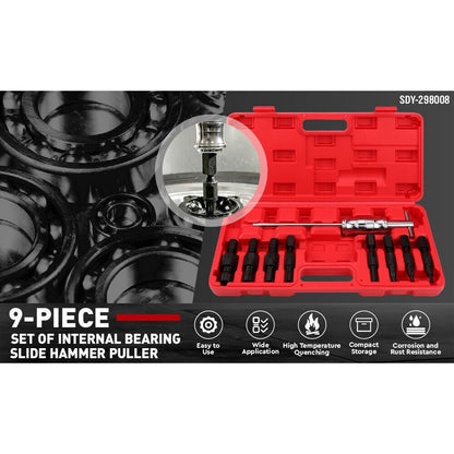 9Pcs Inner Bearing Puller Set Slide Hammer Internal Blind Hole Remover Tool - South East Clearance Centre