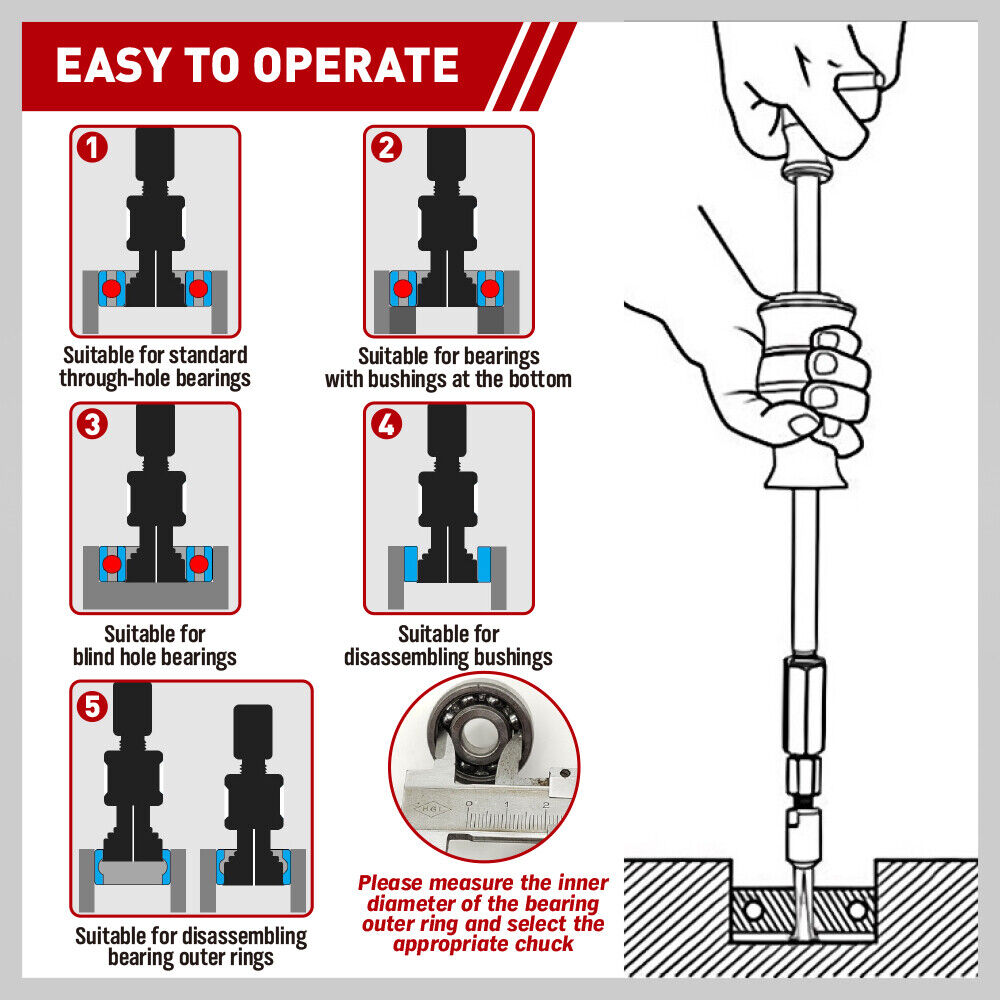 9Pcs Inner Bearing Puller Set Slide Hammer Internal Blind Hole Remover Tool - South East Clearance Centre