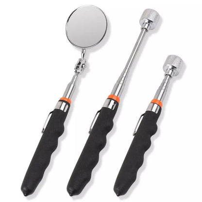 3-Piece Magnetic Pick-Up Tool Set – 16LB Telescopic Magnets + 360° Inspection Mirror