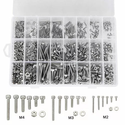 1080 Piece Hex Socket Head Screw Flat Washer and Nut Assortment Kit - South East Clearance Centre