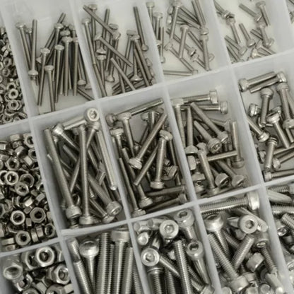 1080 Piece Hex Socket Head Screw Flat Washer and Nut Assortment Kit - South East Clearance Centre