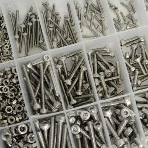 1080 Piece Hex Socket Head Screw Flat Washer and Nut Assortment Kit - South East Clearance Centre