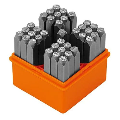 37-Piece Number and Letter Stamp Set 1/4 (6mm) (A-Z & 0-9 + Stars) - South East Clearance Centre